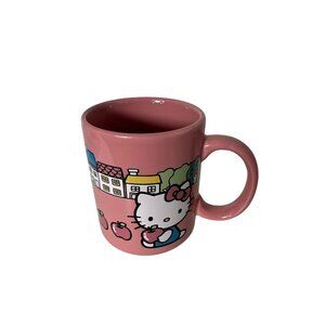 Hello Kitty Pink Ceramic Mug With Apple & Village Design